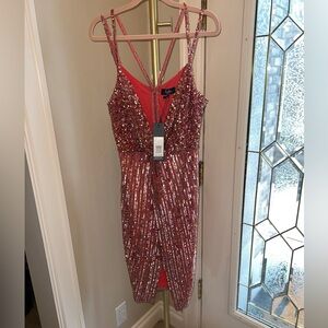NWT Revolve PARKER BLACK LABEL Short Hand Beaded Gown Size 4 Hot Coral $698